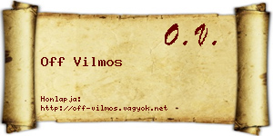 Off Vilmos névjegykártya